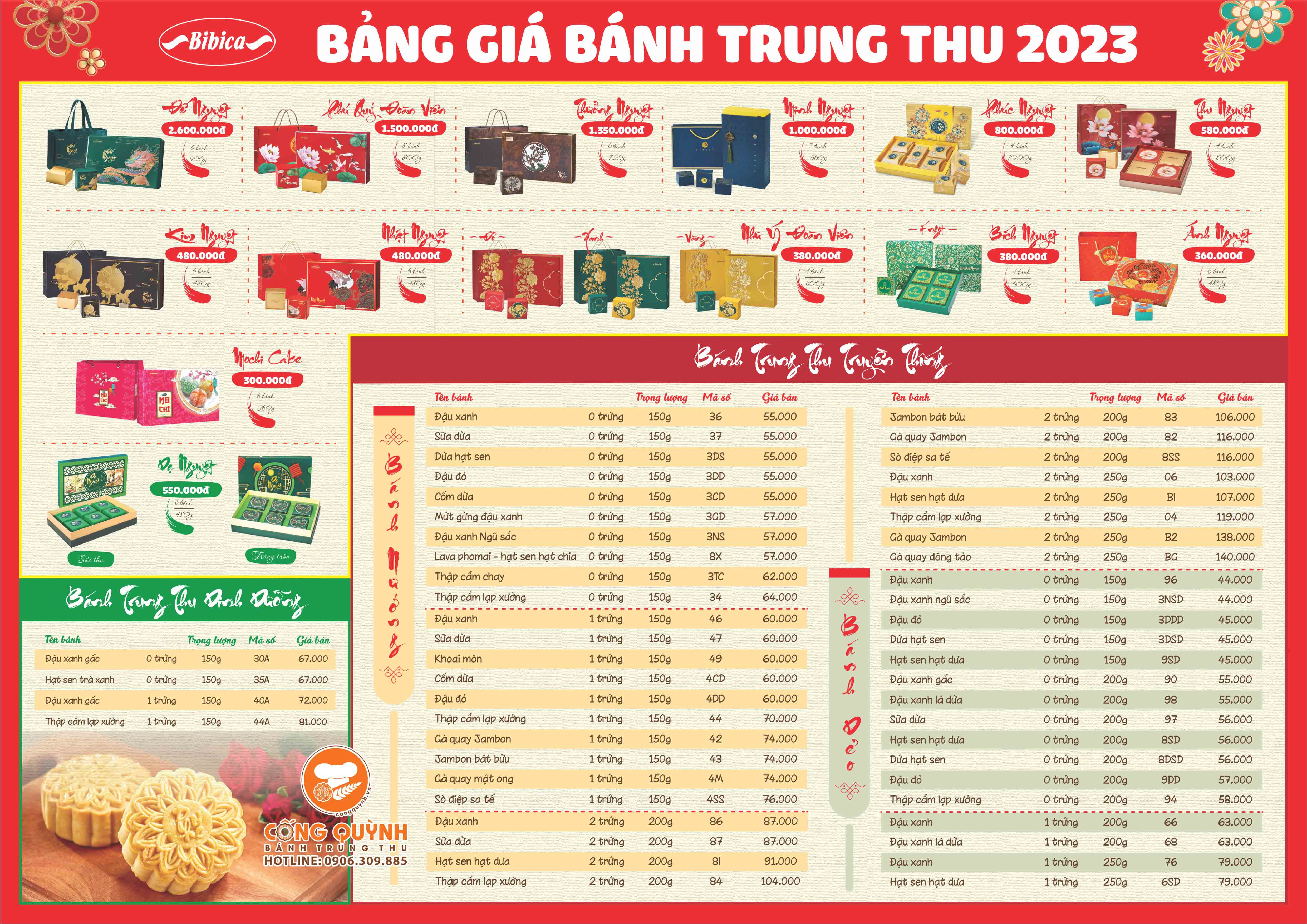 BẢNG GIÁ BÁNH TRUNG THU BIBICA 2023 CỐNG QUỲNH