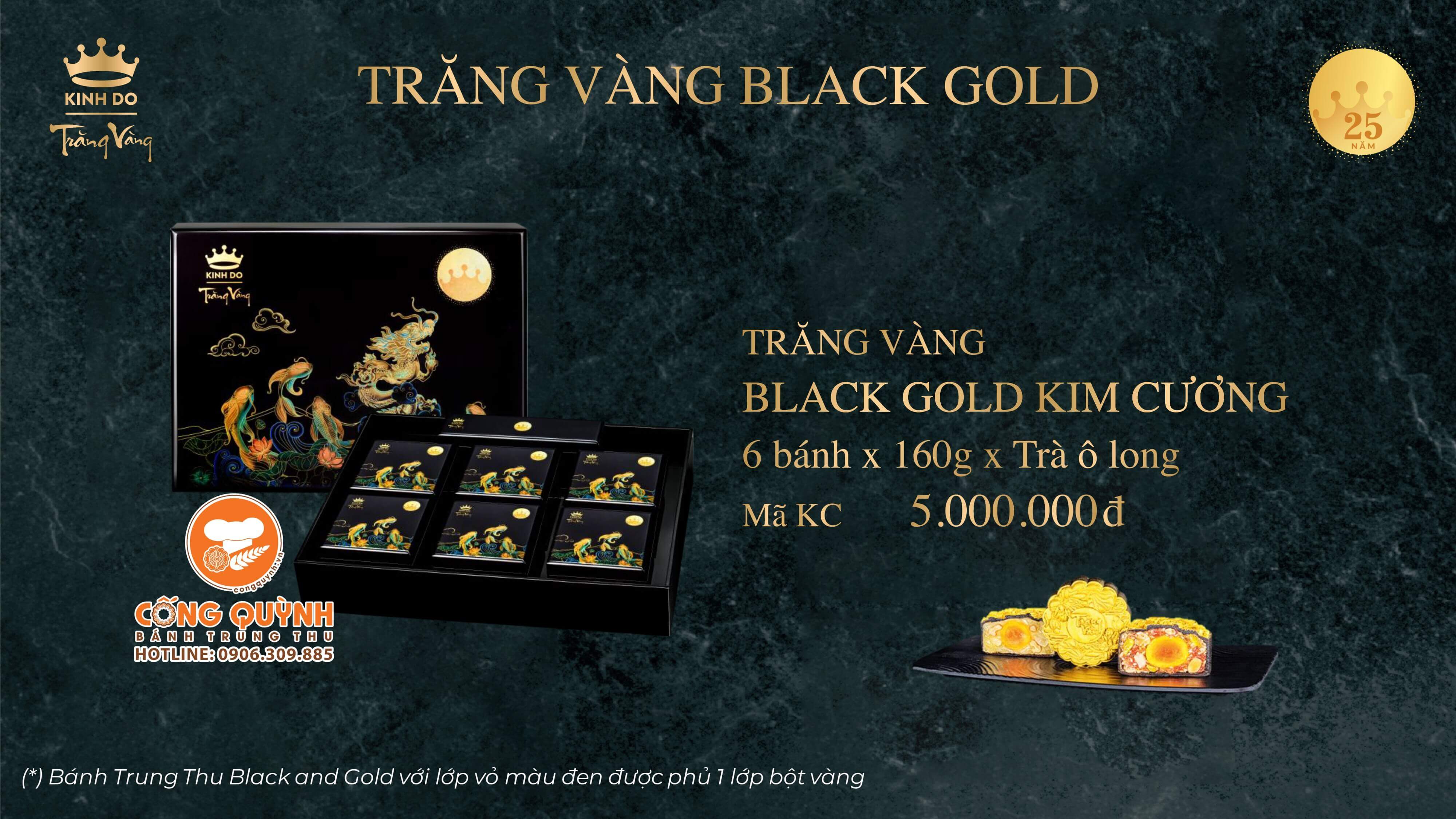 Bánh trung thu Kinh Đô 2023 Trăng Vàng & Gold hộp 6 bánh (Hộp Sơn Mài)