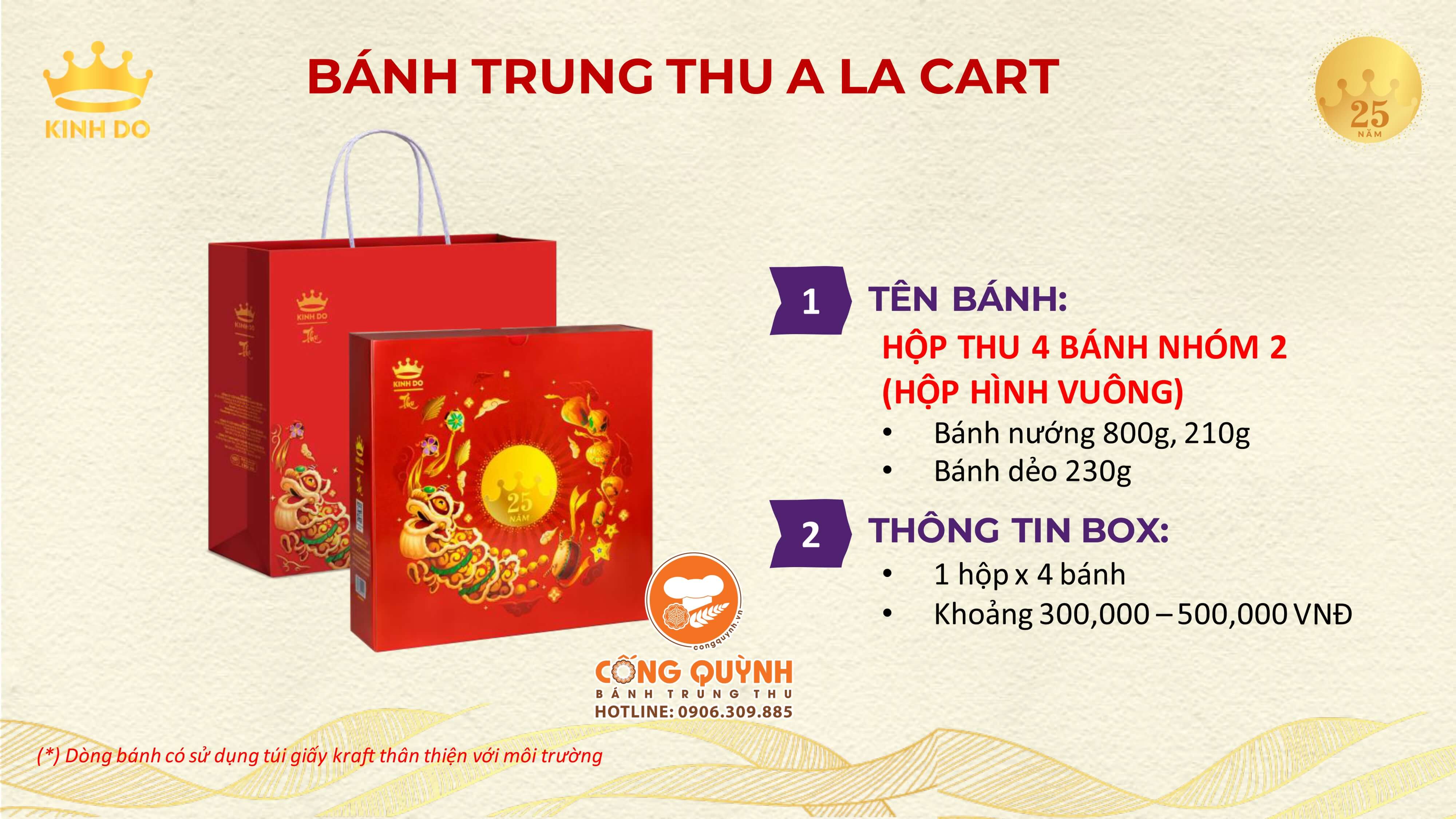 BÁNH TRUNG THU KINH ĐÔ 2023 - HỘP 4 BÁNH LỚN