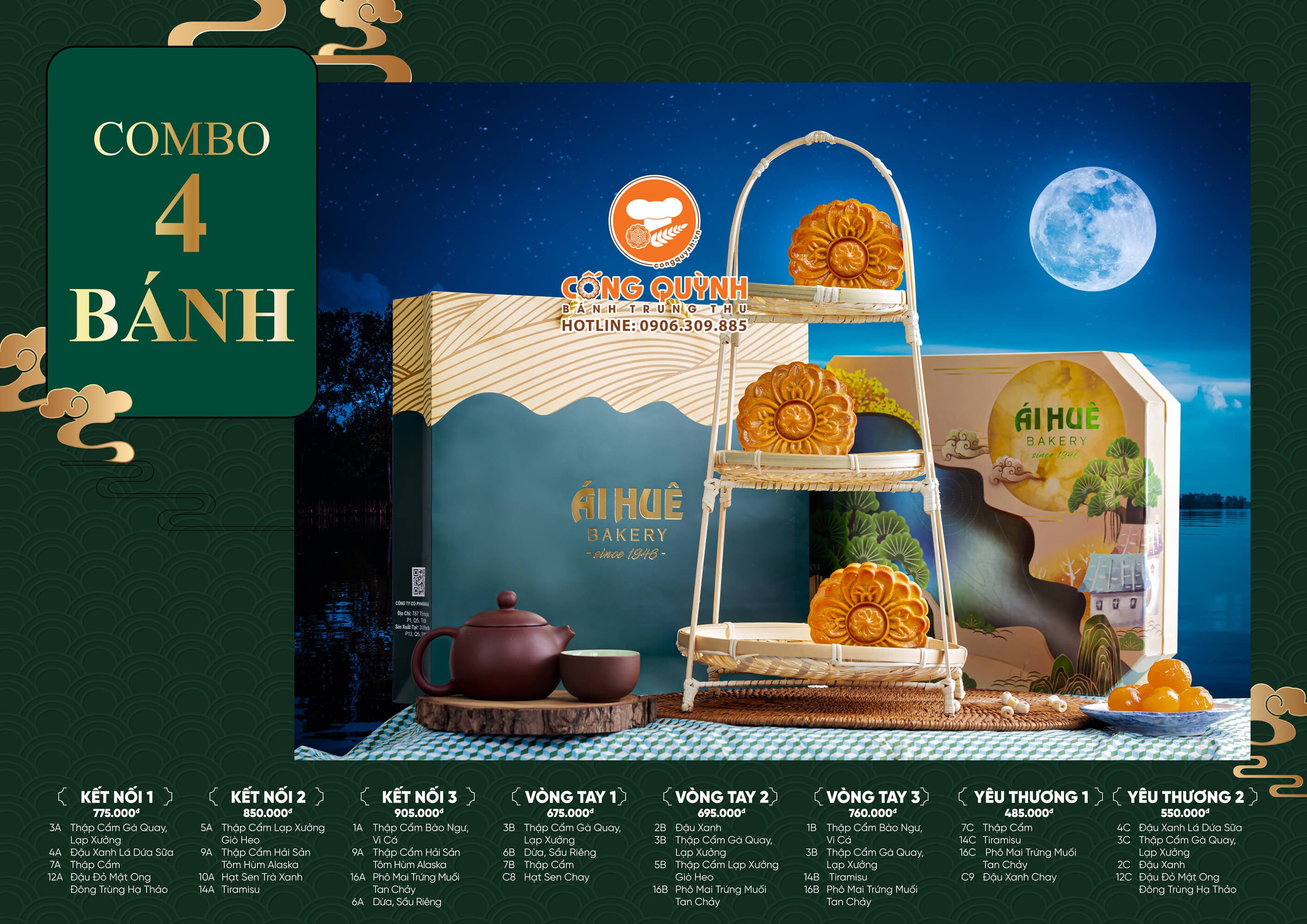 Bánh Trung Thu Ái Huê 2022 Hộp 4 Bánh