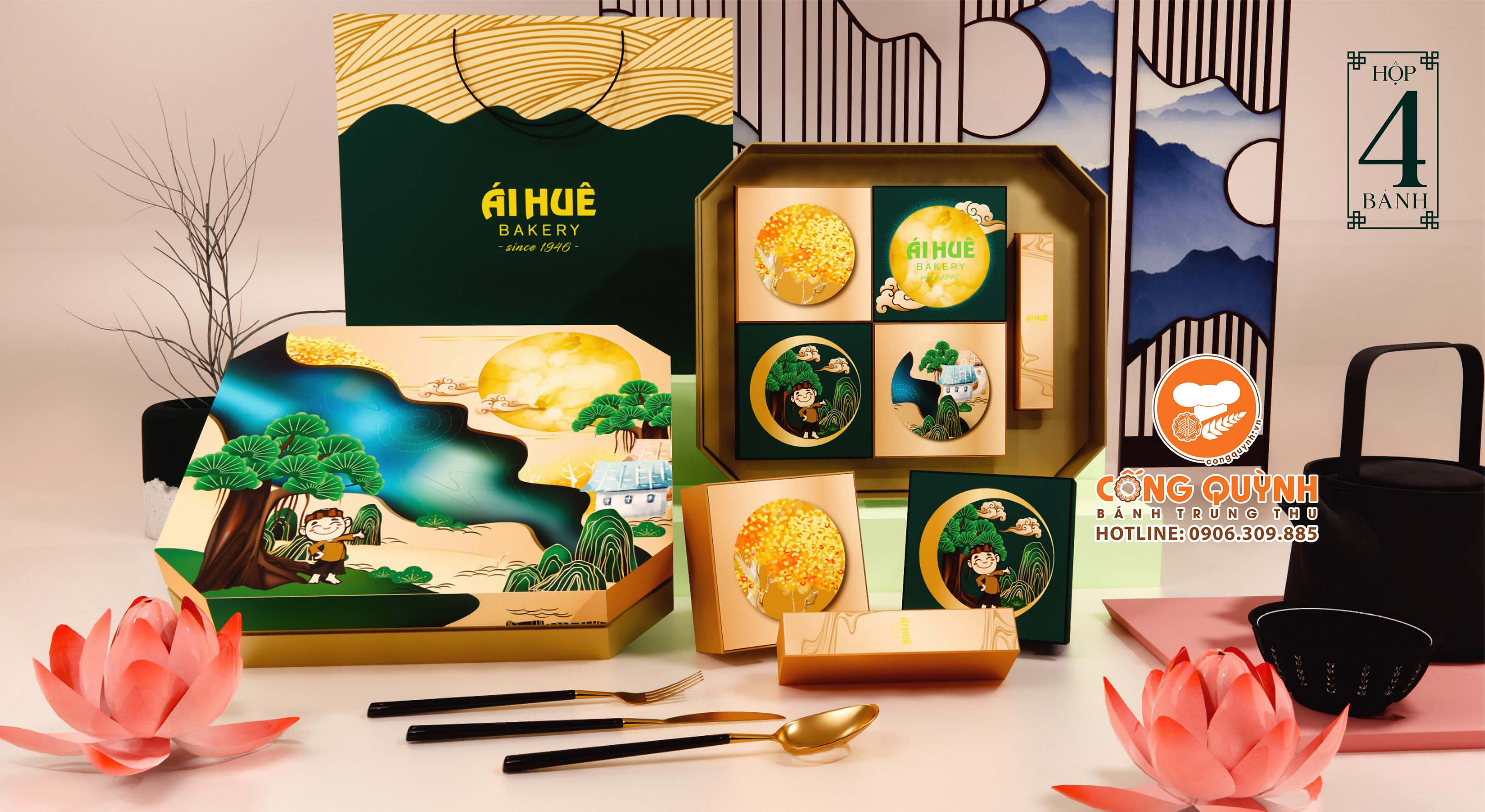Bánh Trung Thu Ái Huê 2023 Hộp 4 Bánh