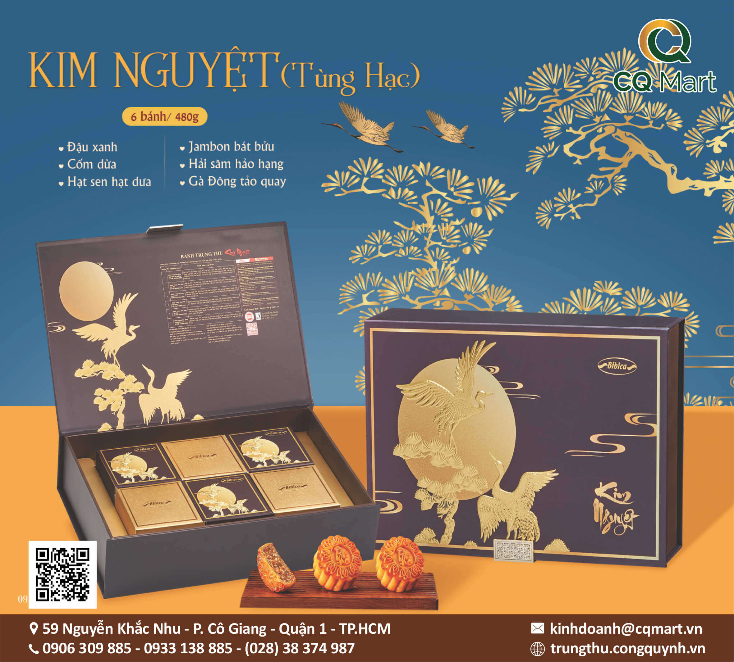 Bánh Trung Thu Bibica 2024 Hộp Kim Nguyệt (Tùng Hạt)