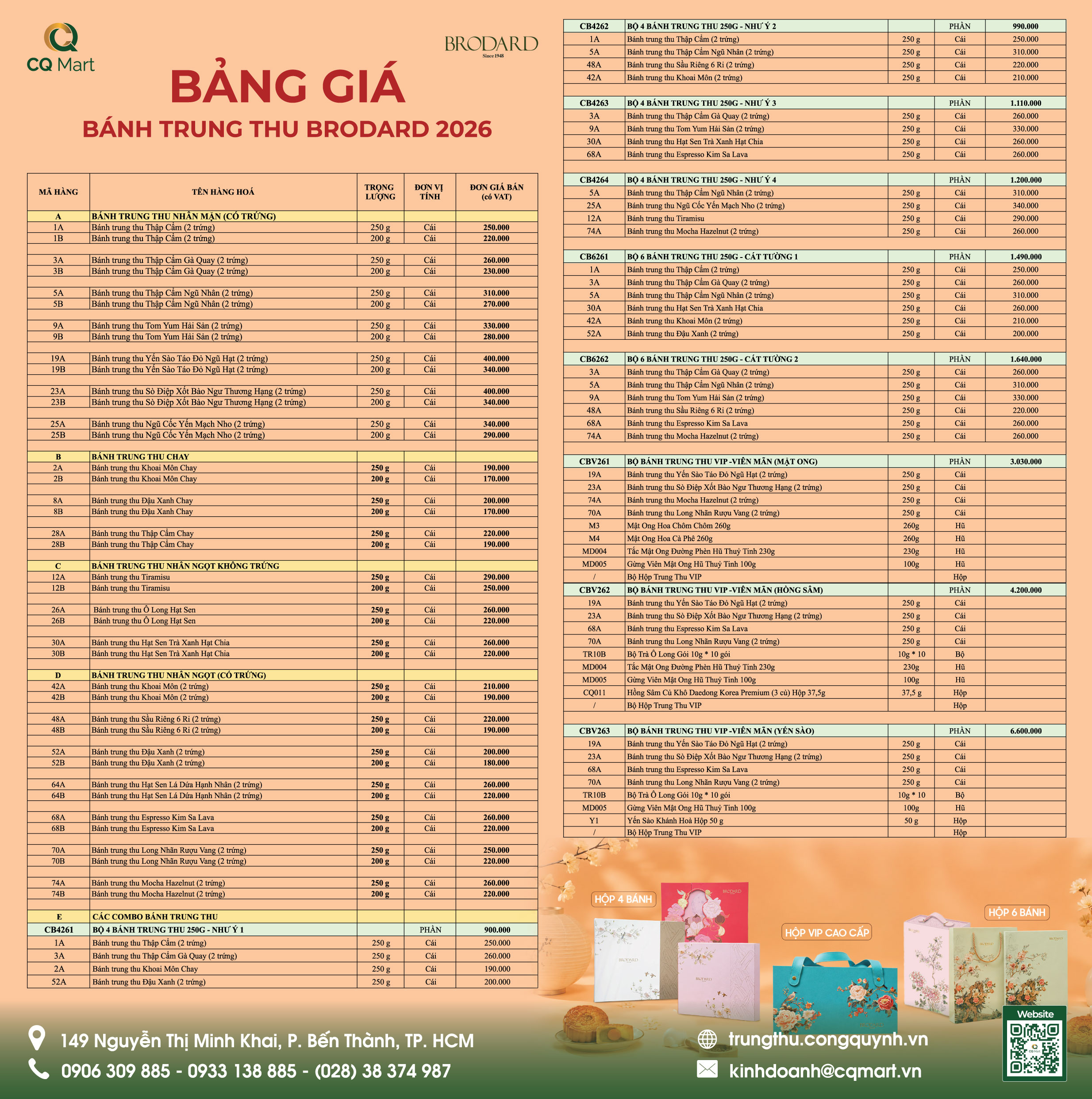 Bánh Trung Thu Brodard 2026 Hộp VIP - Viên Mãn