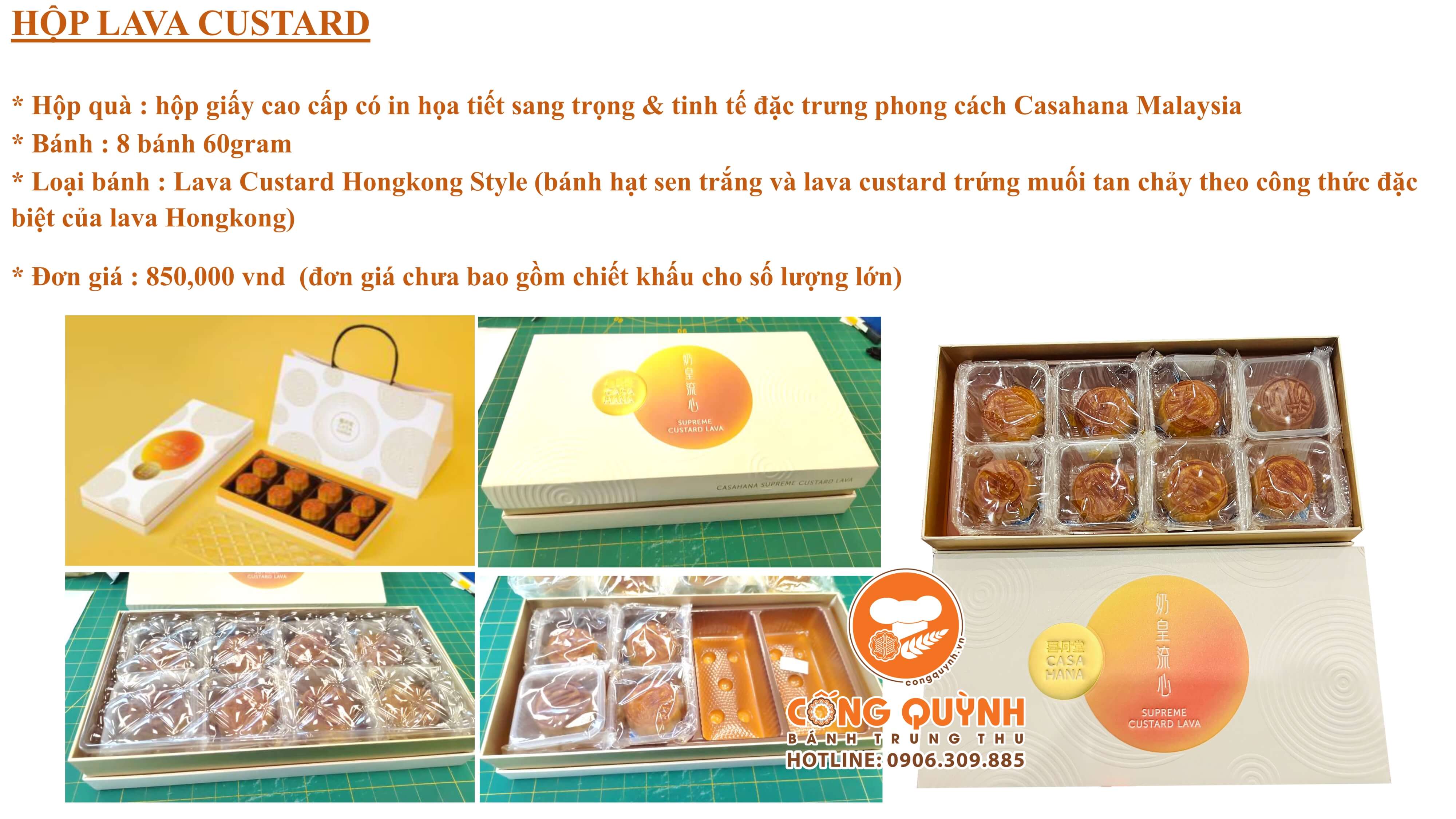 Bánh Trung Thu Casahana 2024 hộp Lava Custard 8 bánh