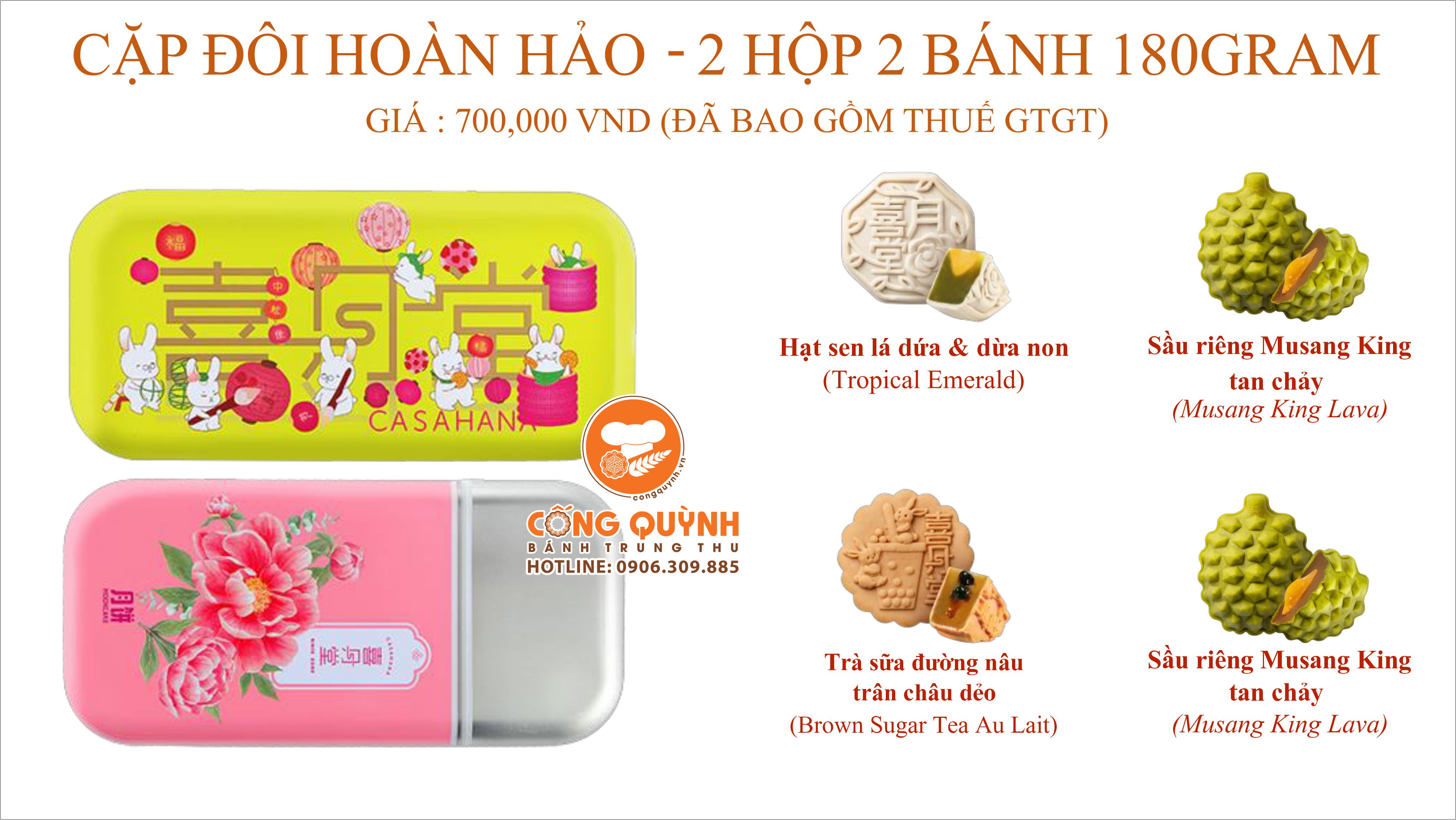 Bánh Trung Thu Casahana 2022 -  Shanghai Asian Lantern A 2 Hộp 2 Bánh 180gram