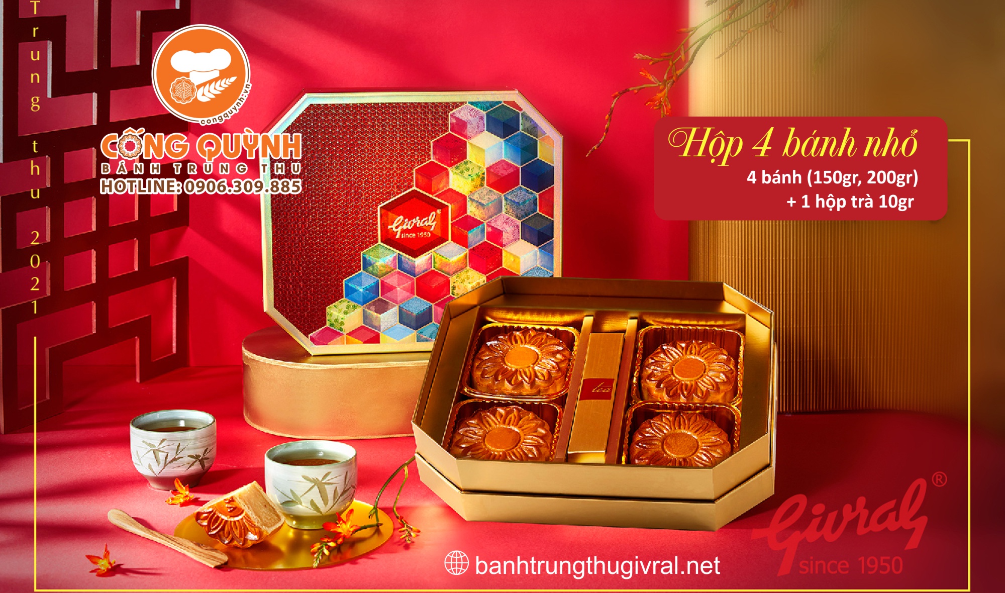 Bánh Trung Thu Givral 2023 Combo Tình Thân ( 4 Bánh )