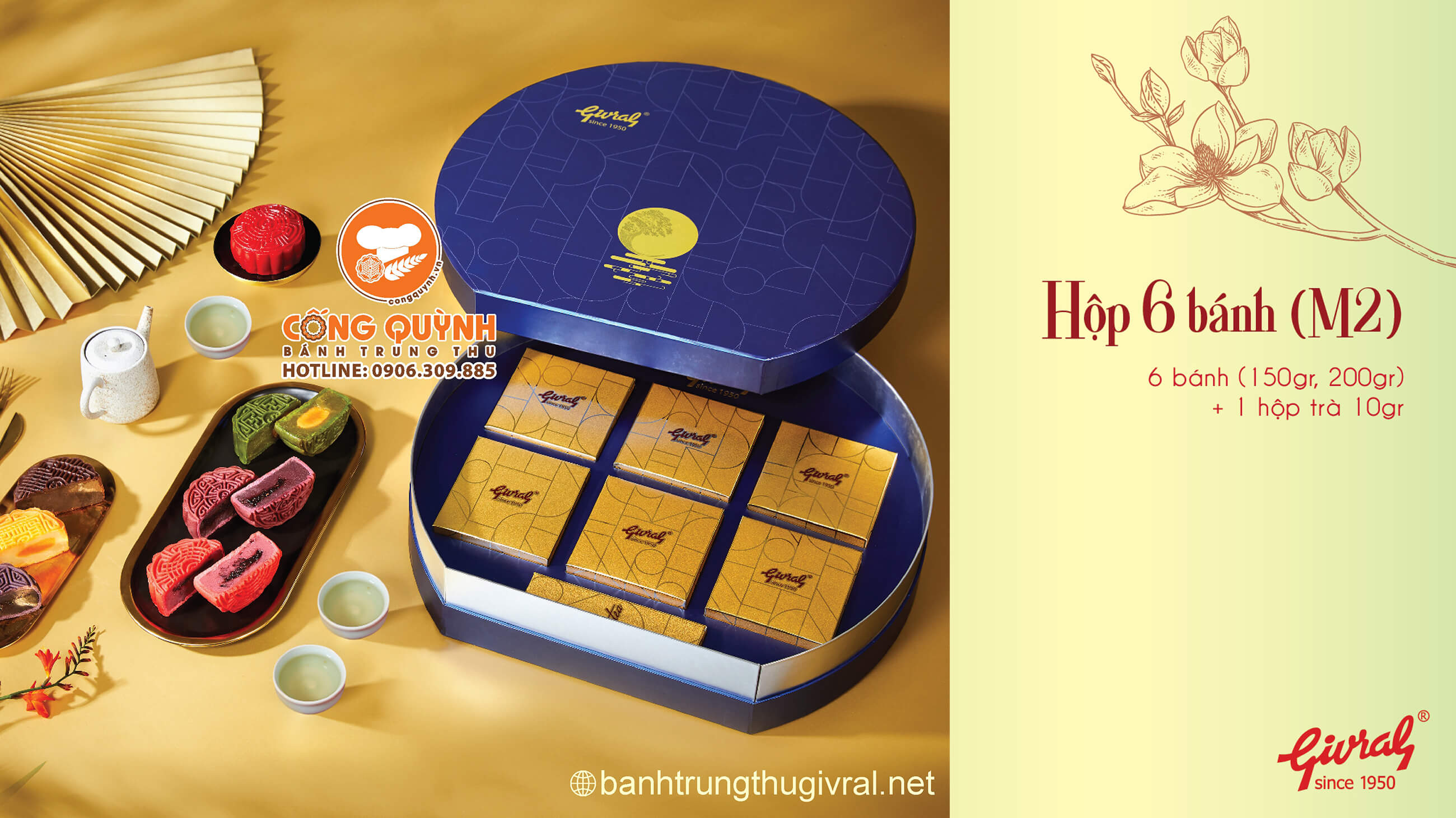 Bánh Trung Thu Givral 2024 Hộp Lục Bảo 6 Bánh