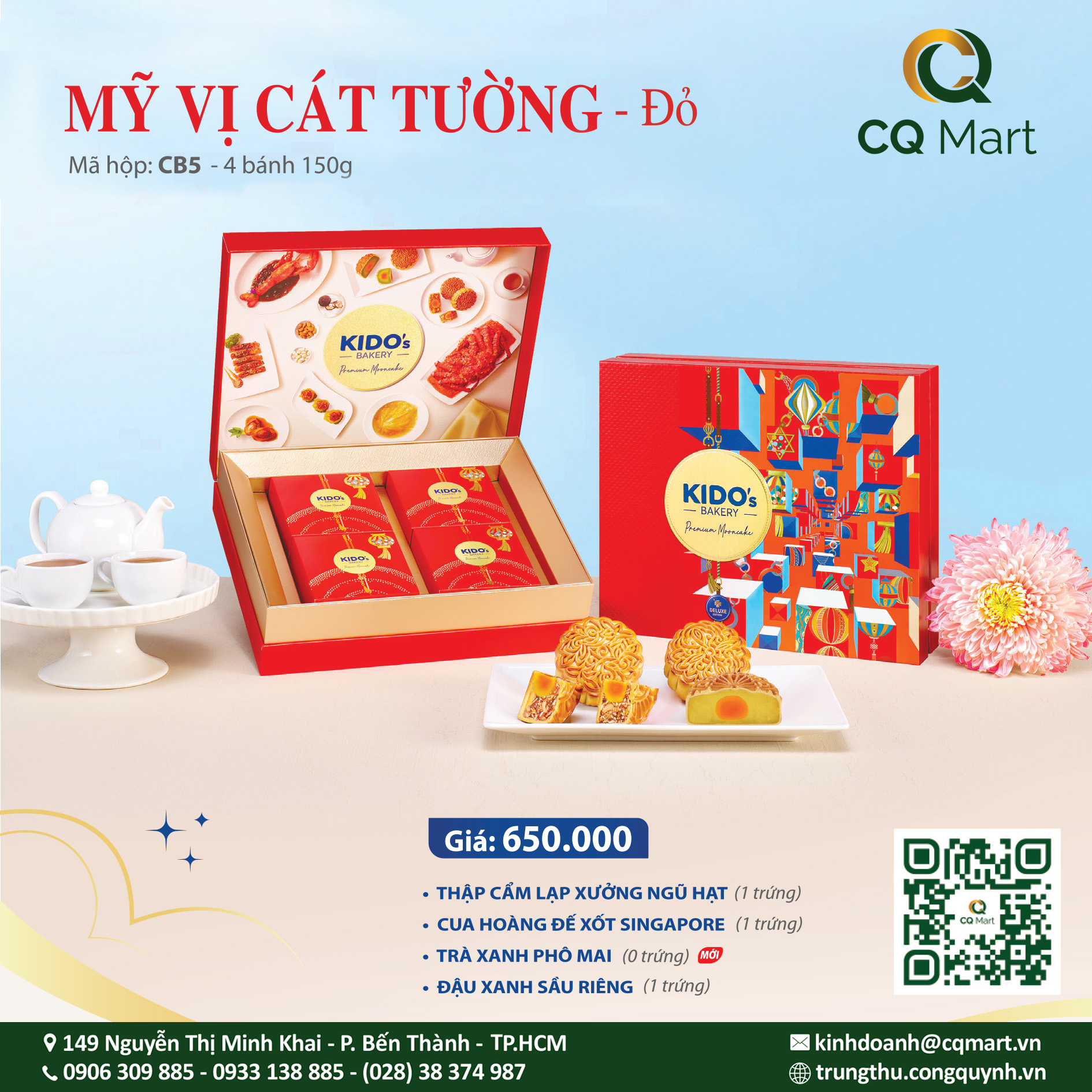 Bánh trung thu Kido Mỹ Vị Cát Tường Đỏ