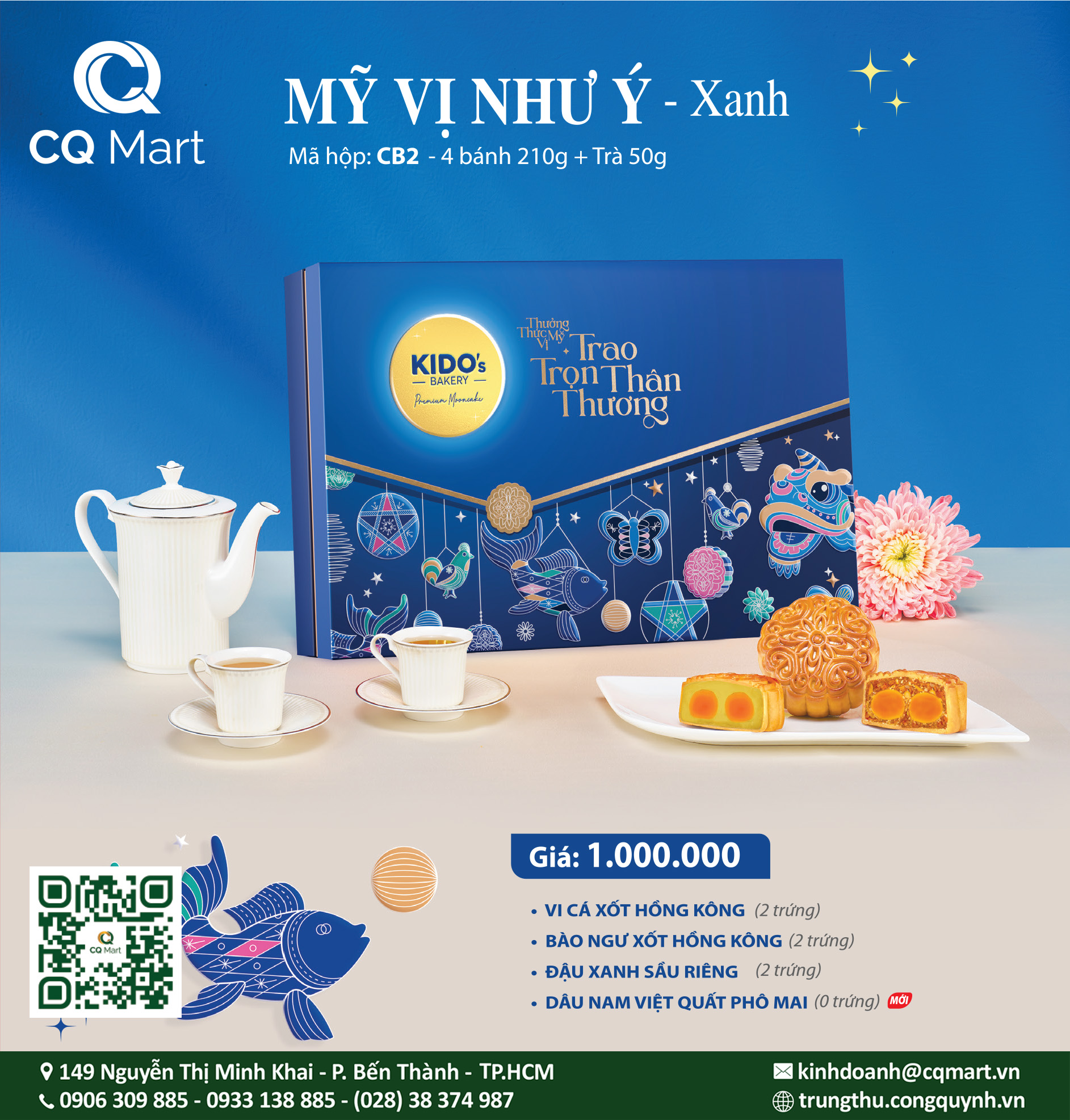 Bánh trung thu Kido Mỹ Vị Như Ý Xanh