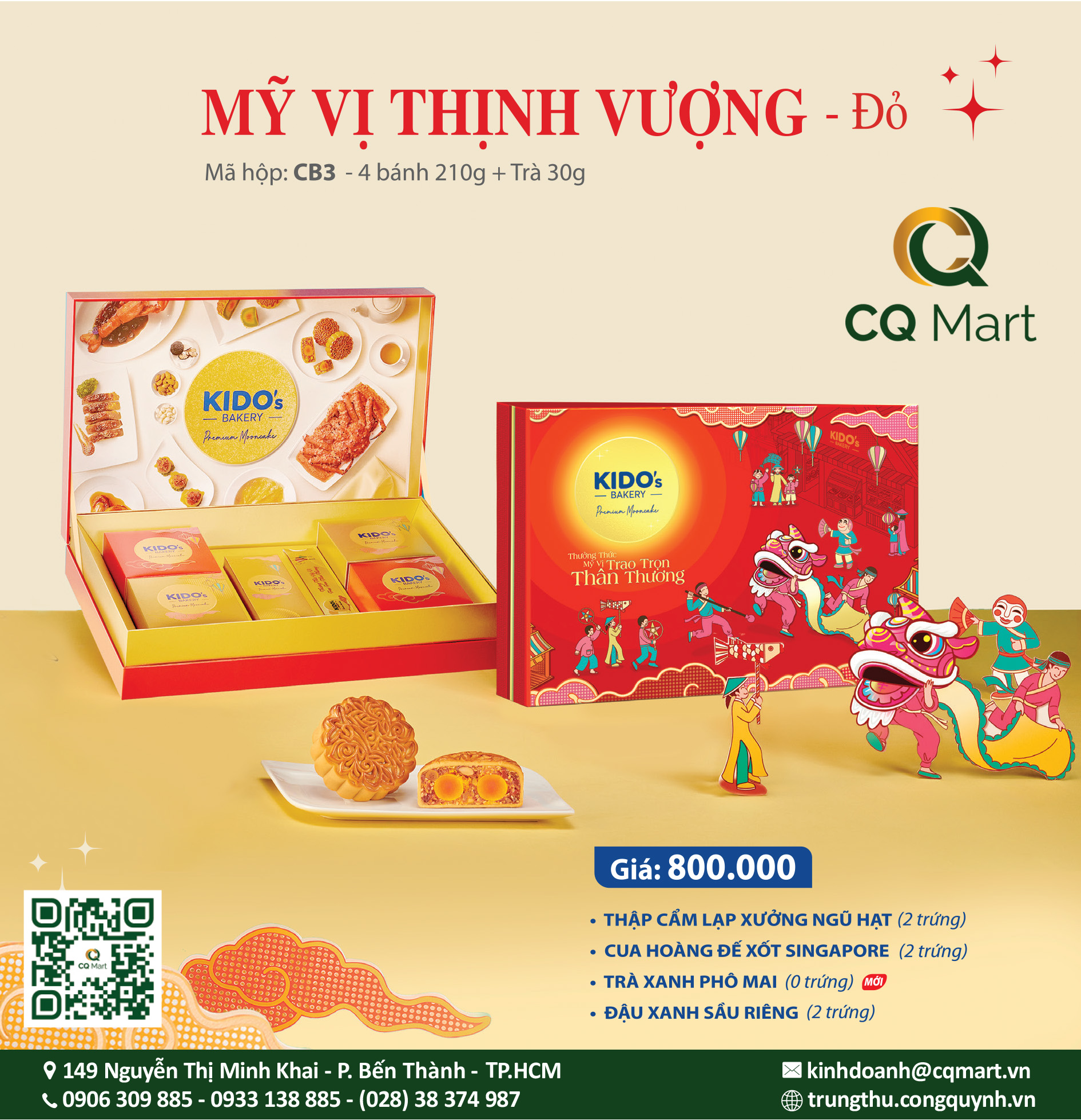 Bánh trung thu Kido Mỹ Vị Thịnh Vượng Đỏ