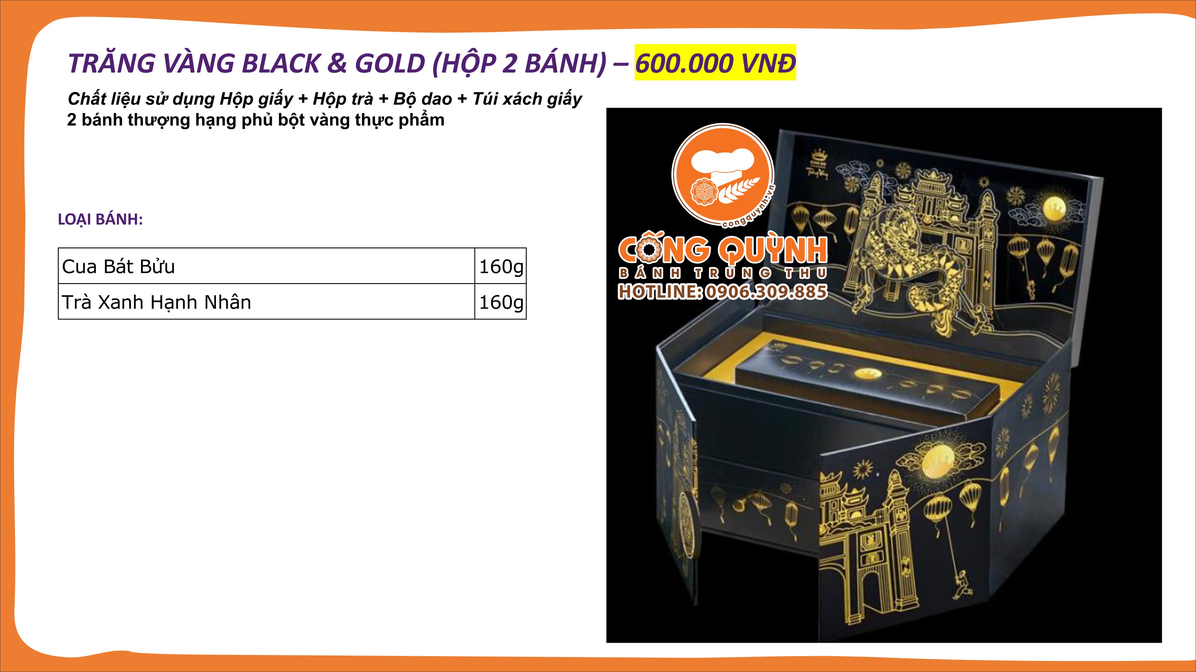 Bánh trung thu Kinh Đô Trăng Vàng Black N Gold 2022 - Hộp 2 bánh
