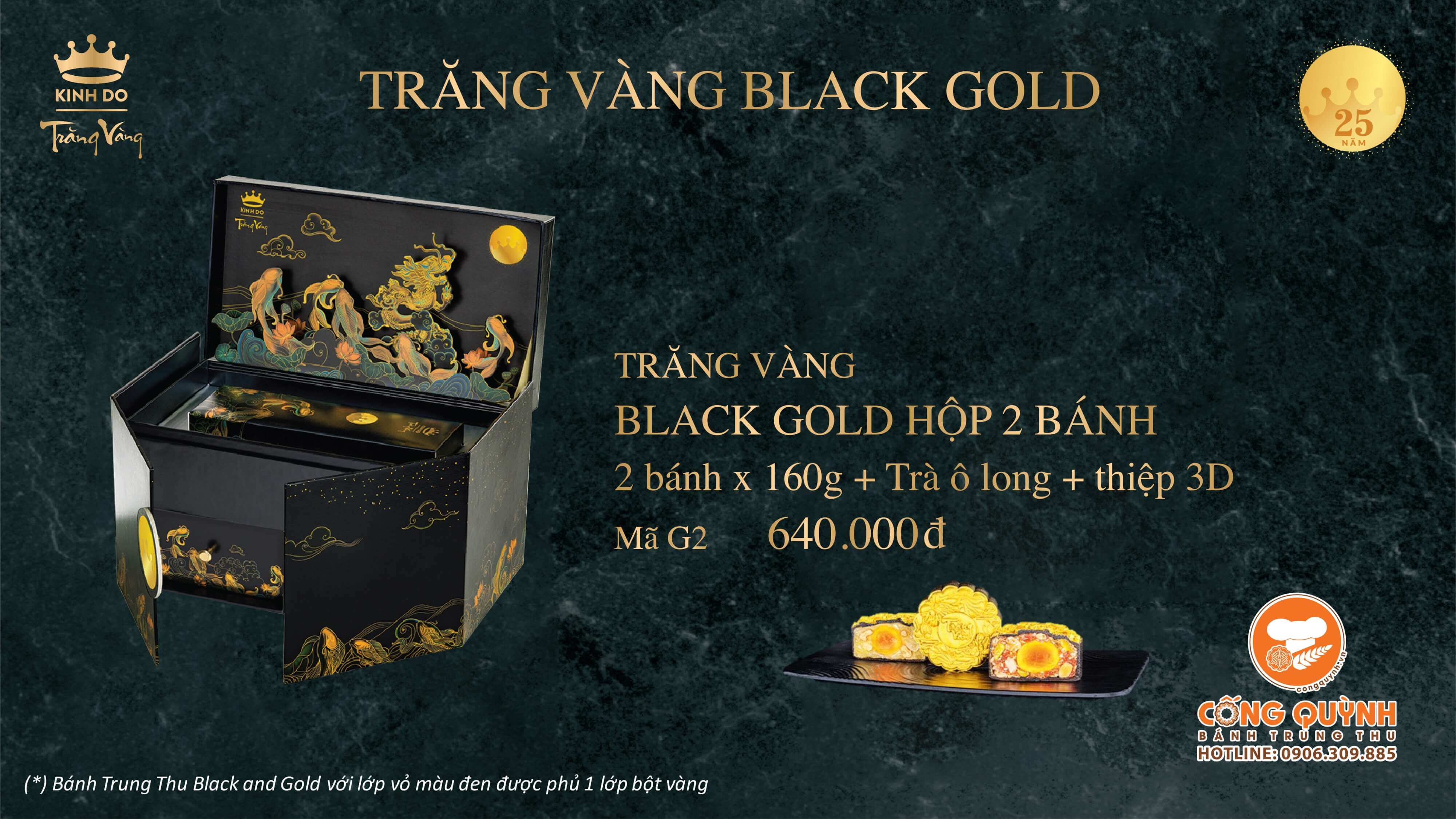 Bánh trung thu Kinh Đô Trăng Vàng Black N Gold 2023 - Hộp 2 bánh