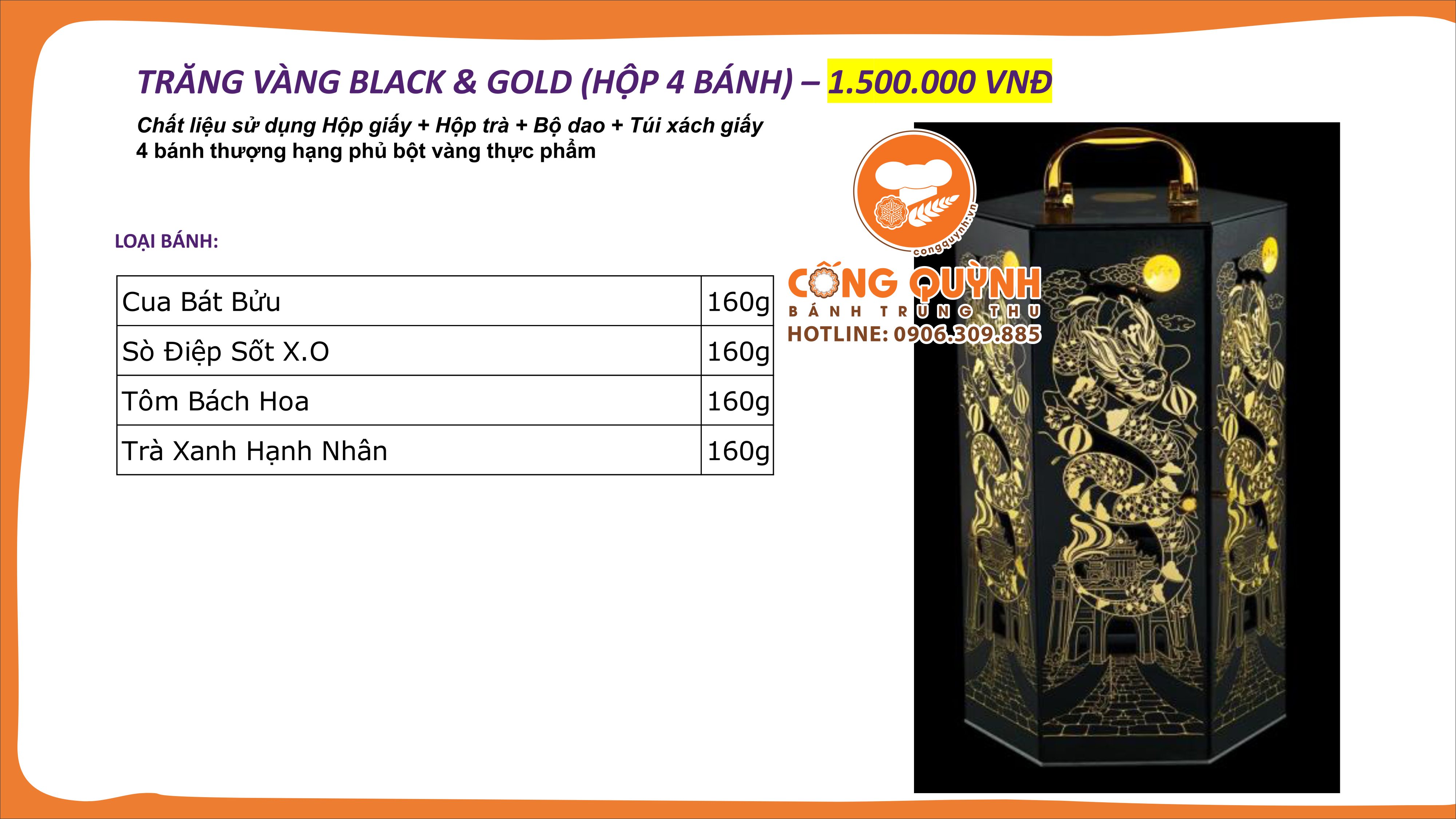 Bánh trung thu Kinh Đô Trăng Vàng Black N Gold 2022 - Hộp 4 bánh