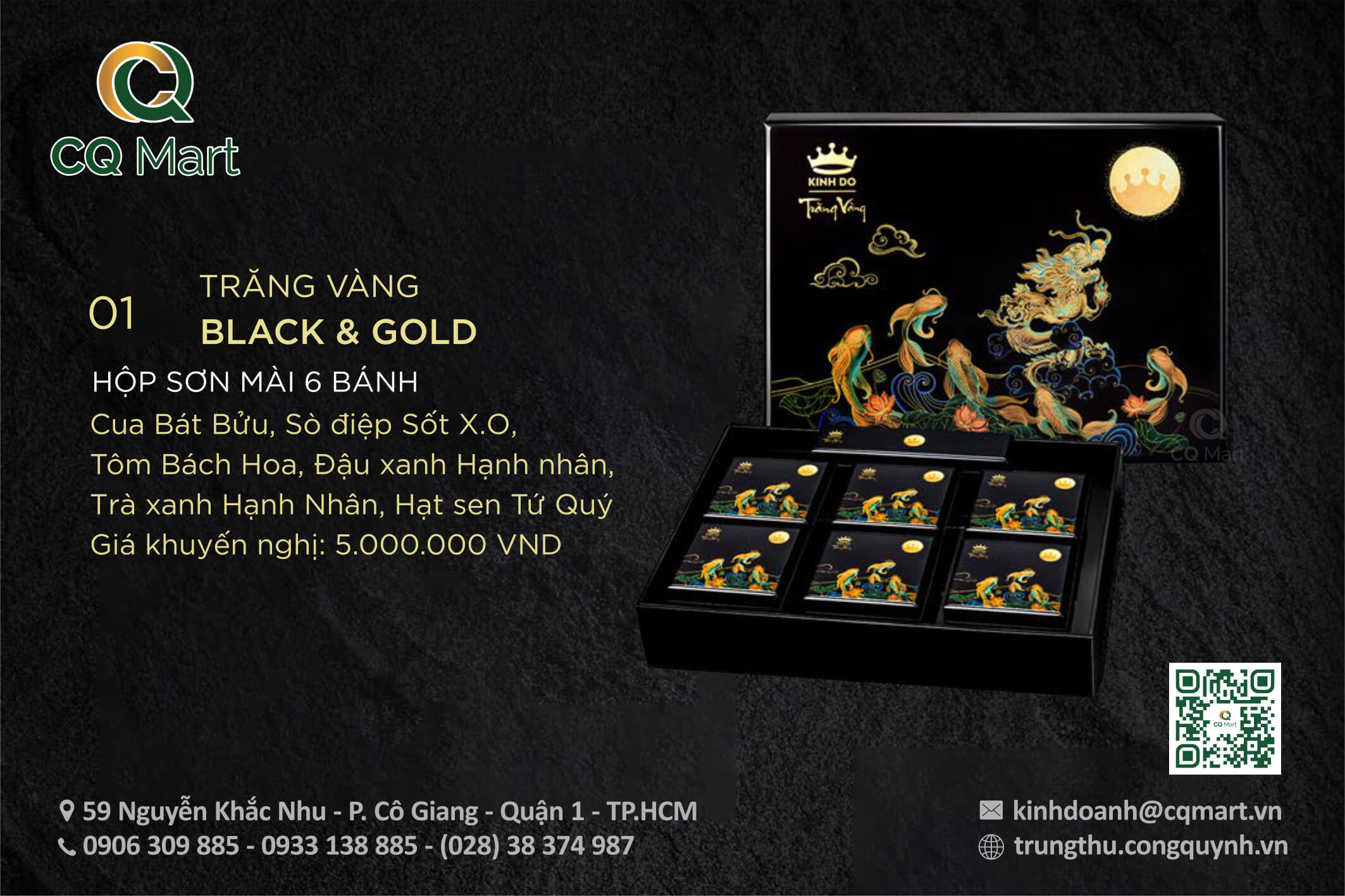 Bánh trung thu Kinh Đô Trăng Vàng Black N Gold 2025 - Hộp Sơn Mài