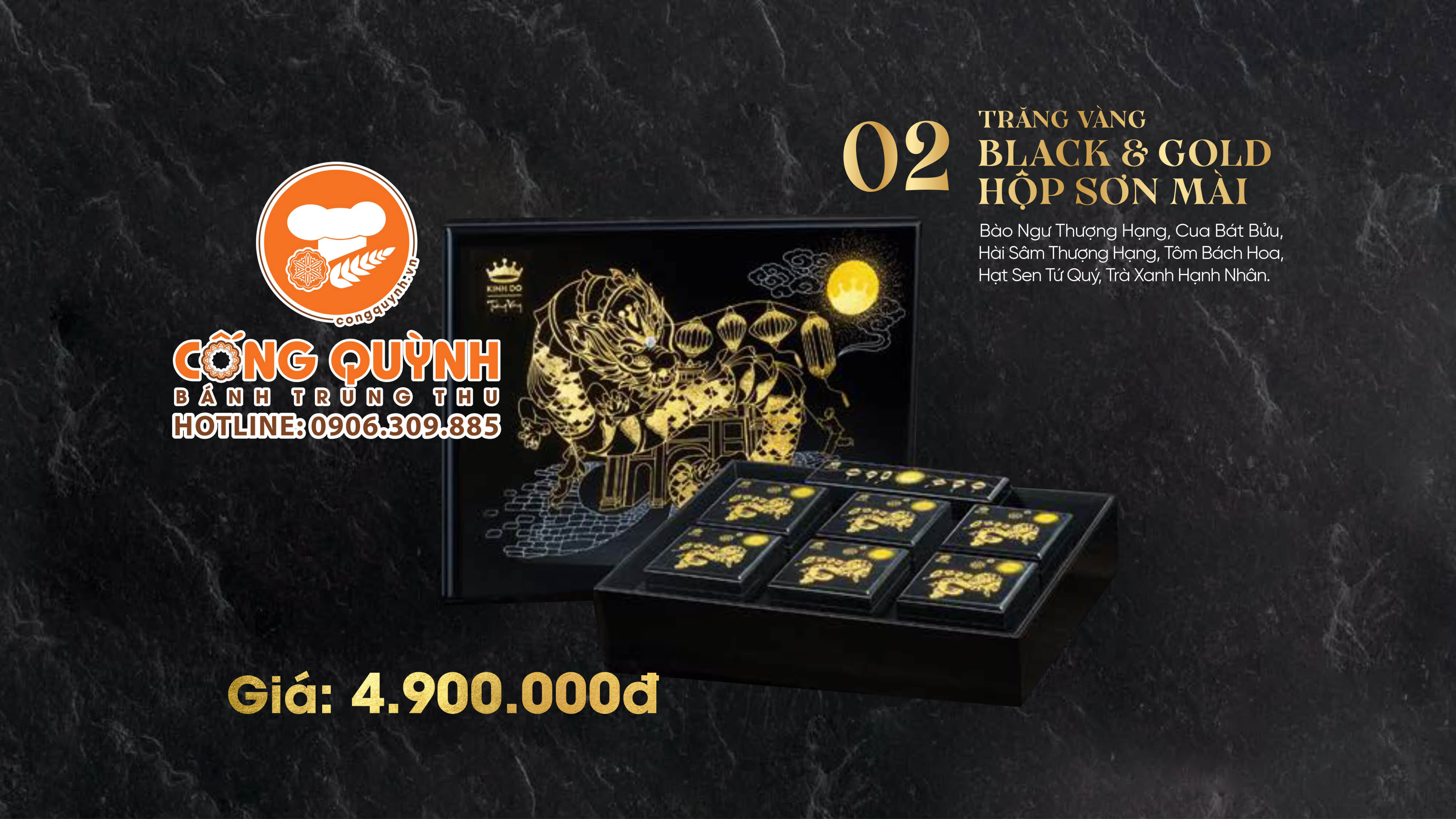 Bánh trung thu Kinh Đô Trăng Vàng Black N Gold 2023 - Hộp Sơn Mài
