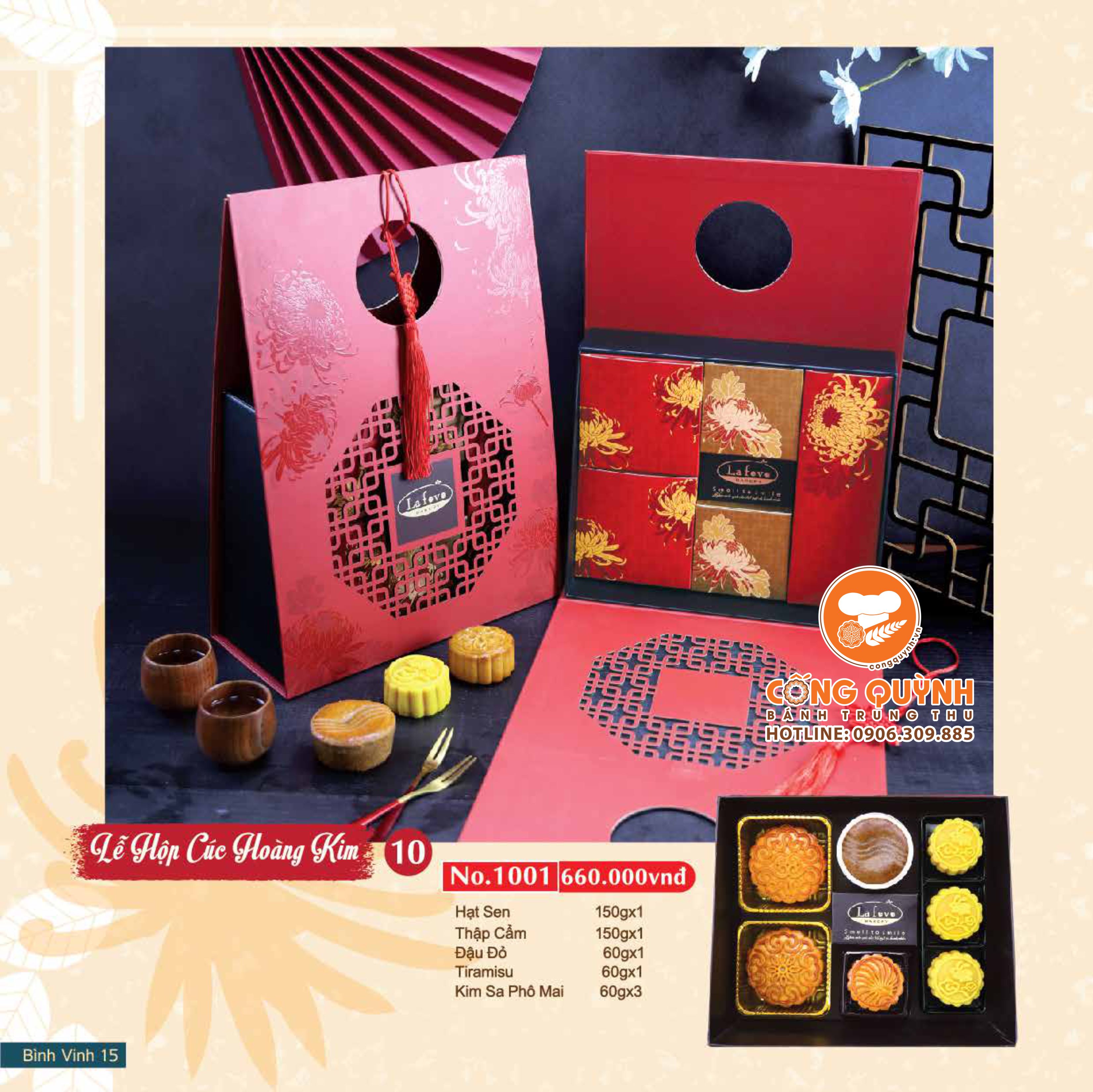 Bánh trung thu Lafeve Lễ Hộp Cúc Hoàng Kim 1001