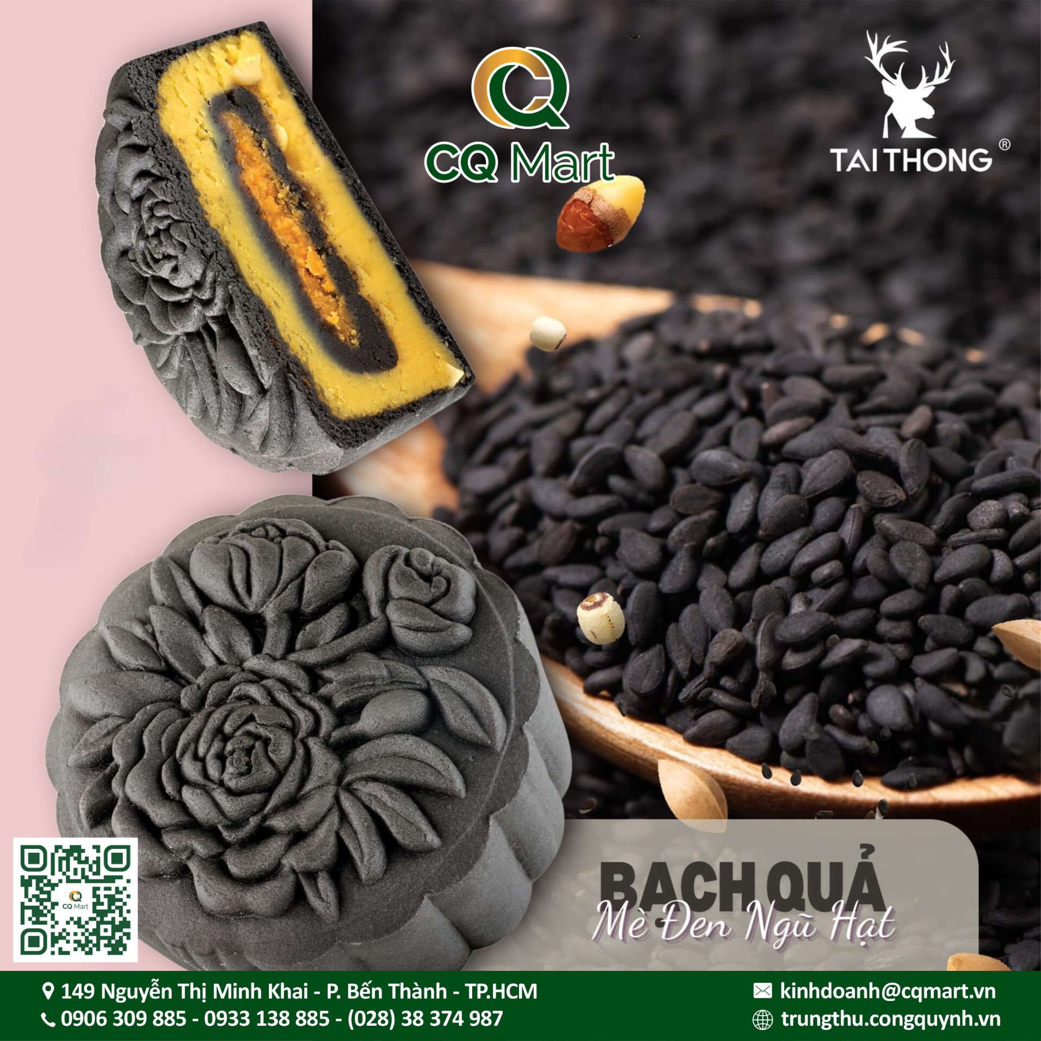 Bánh trung thu Taithong Bạch Quả Mè Đen Ngũ Hạt