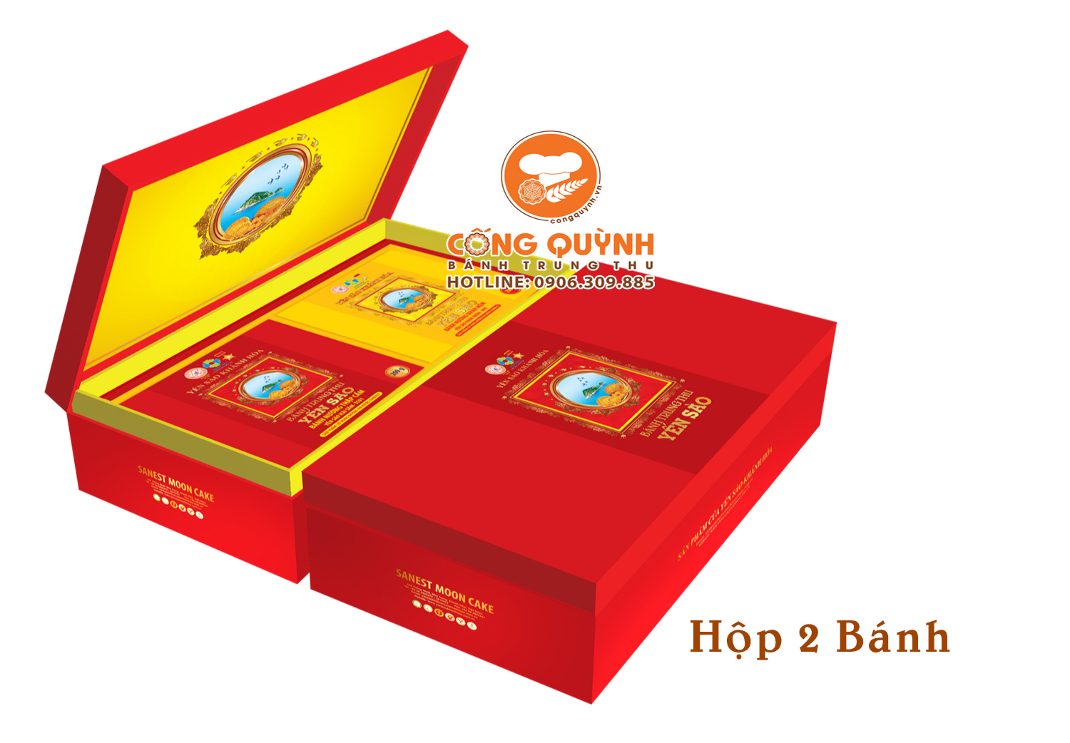 Bánh Trung Thu Yến Sào Khánh Hòa 2023 Combo Hộp 2 Bánh H2/200 1C1M