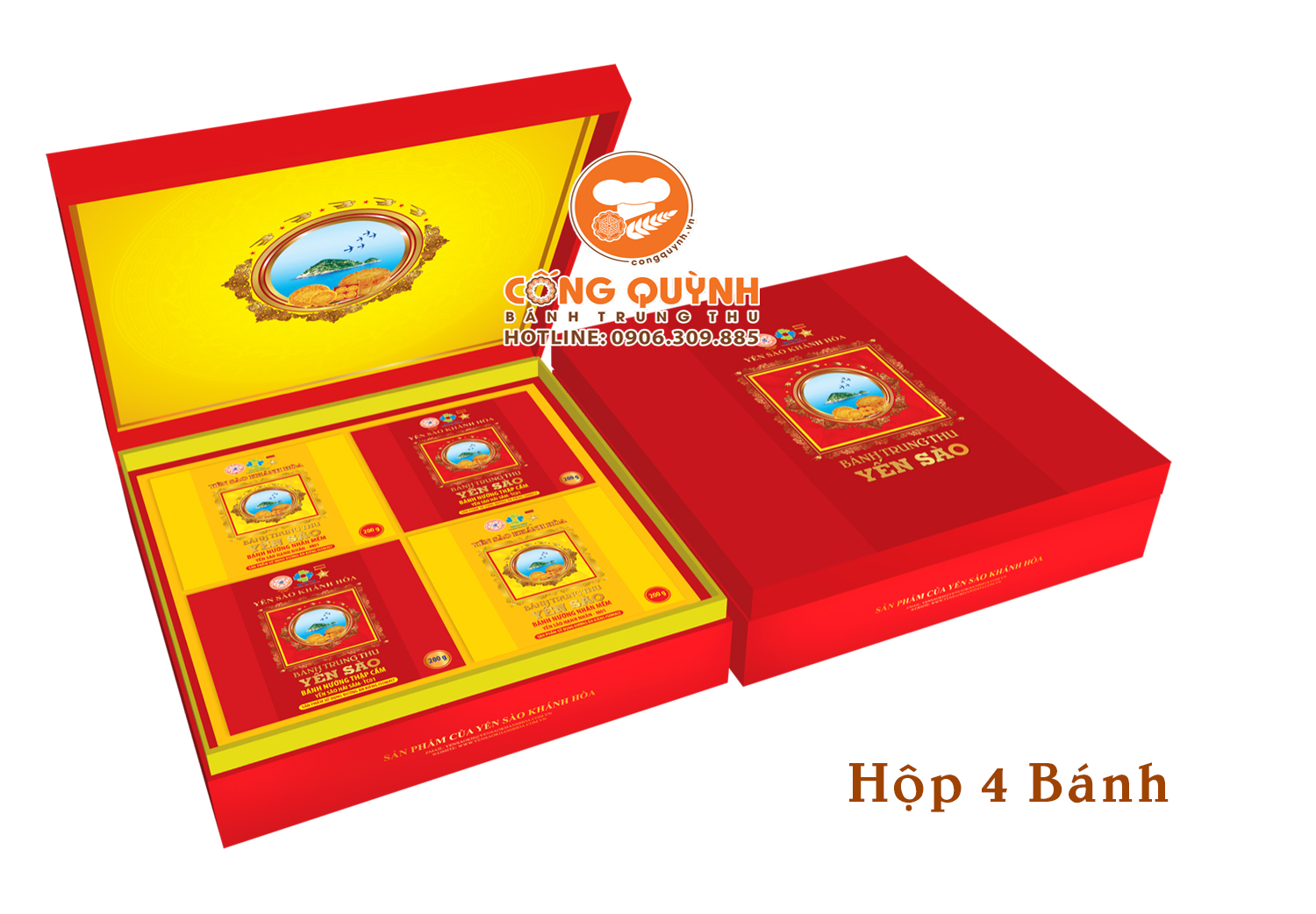 Bánh Trung Thu Yến Sào Khánh Hòa 2024 Combo Hộp 4 Bánh H4/200 4C