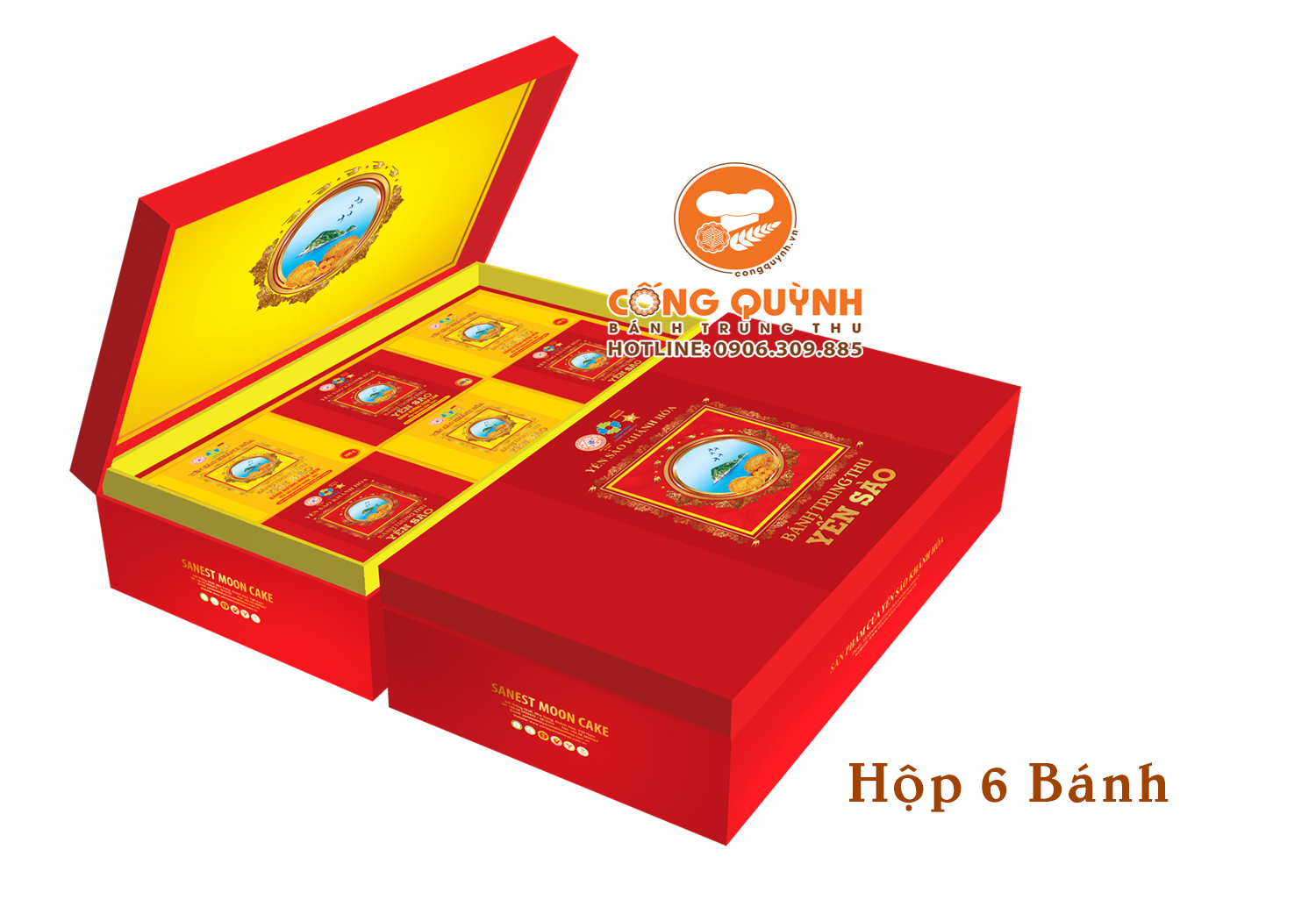 Bánh Trung Thu Yến Sào Khánh Hòa 2023 Combo Hộp 6 Bánh H6/200 3C3M