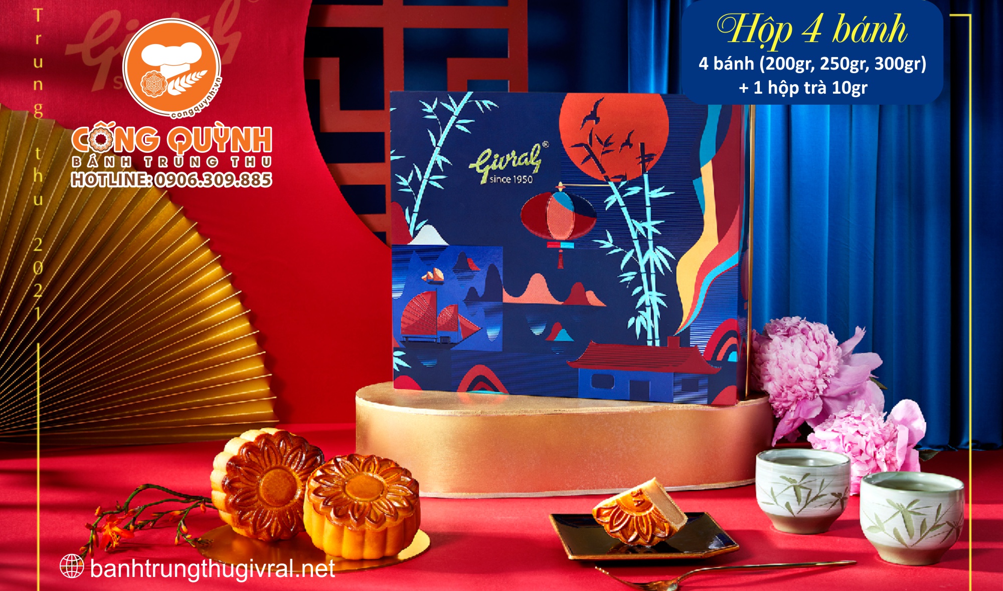 Bánh Trung Thu Givral 2023 Combo Sum Vầy 1 (4 Bánh)