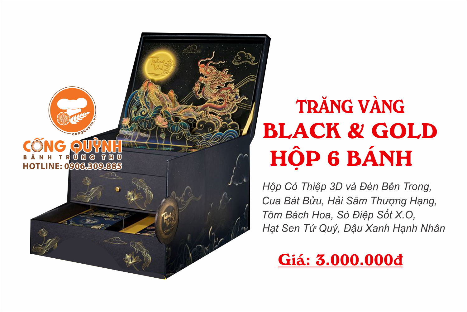 Bánh trung thu Kinh Đô trăng vàng Black & Gold - quà biếu thượng hạng tặng người thân